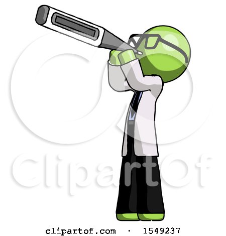 Green Doctor Scientist Man Thermometer in Mouth by Leo Blanchette