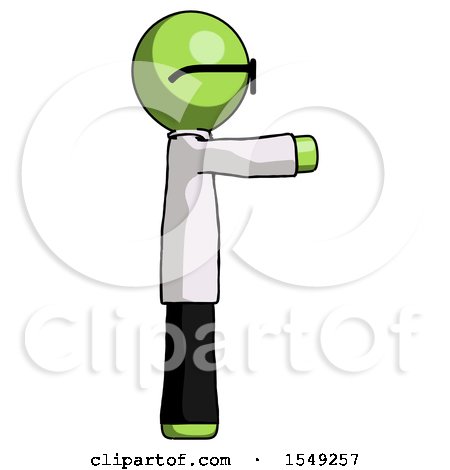 Green Doctor Scientist Man Pointing Right by Leo Blanchette