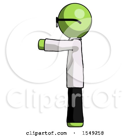 Green Doctor Scientist Man Pointing Left by Leo Blanchette