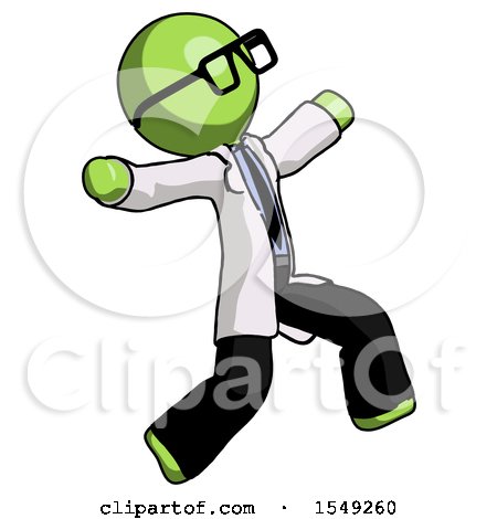 Green Doctor Scientist Man Running Away in Hysterical Panic Direction Right by Leo Blanchette