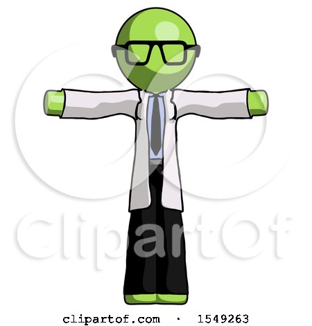 Green Doctor Scientist Man T-Pose Arms up Standing by Leo Blanchette