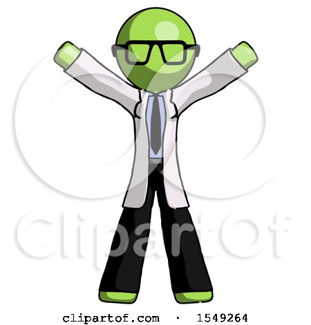 Green Doctor Scientist Man Surprise Pose, Arms and Legs out by Leo Blanchette