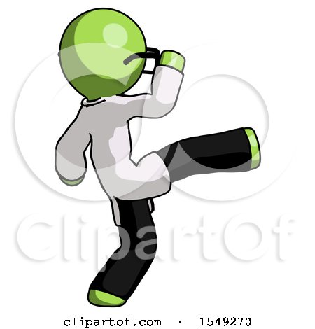 Green Doctor Scientist Man Kick Pose by Leo Blanchette