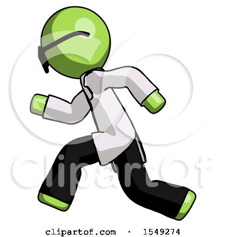 Green Doctor Scientist Man Running Fast Left by Leo Blanchette