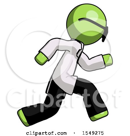 Green Doctor Scientist Man Running Fast Right by Leo Blanchette