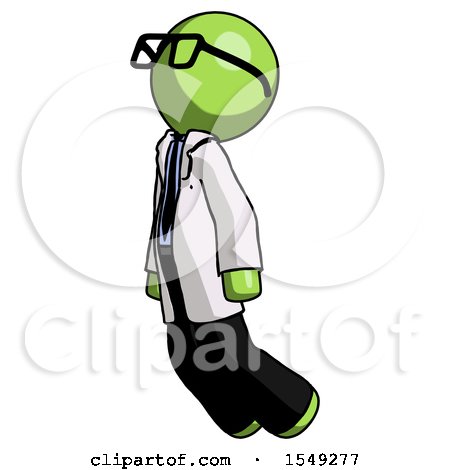 Green Doctor Scientist Man Floating Through Air Left by Leo Blanchette