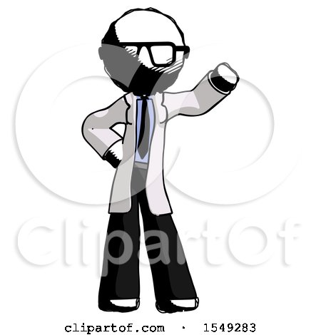 Ink Doctor Scientist Man Waving Left Arm with Hand on Hip by Leo Blanchette