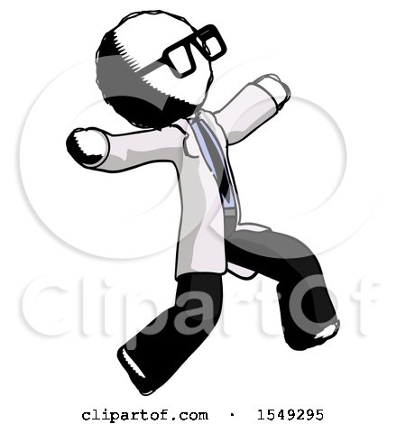 Ink Doctor Scientist Man Running Away in Hysterical Panic Direction Right by Leo Blanchette