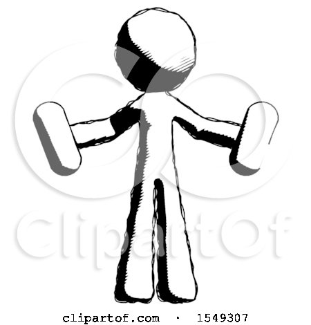 Ink Design Mascot Man Holding a Red Pill and Blue Pill by Leo Blanchette