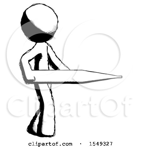 Ink Design Mascot Man Walking with Large Thermometer by Leo Blanchette