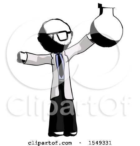 Ink Doctor Scientist Man Holding Large Round Flask or Beaker by Leo Blanchette