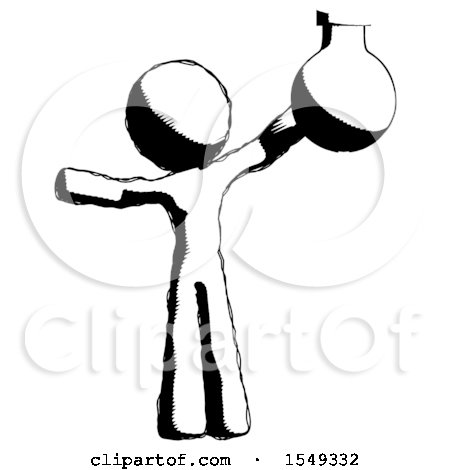 Ink Design Mascot Man Holding Large Round Flask or Beaker by Leo Blanchette