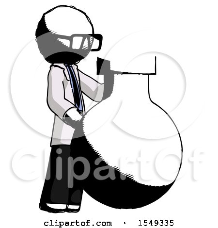Ink Doctor Scientist Man Standing Beside Large Round Flask or Beaker by Leo Blanchette