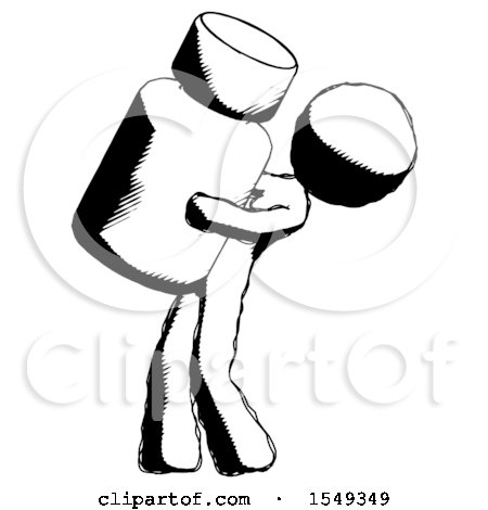 Ink Design Mascot Woman Holding Large White Medicine Bottle by Leo Blanchette