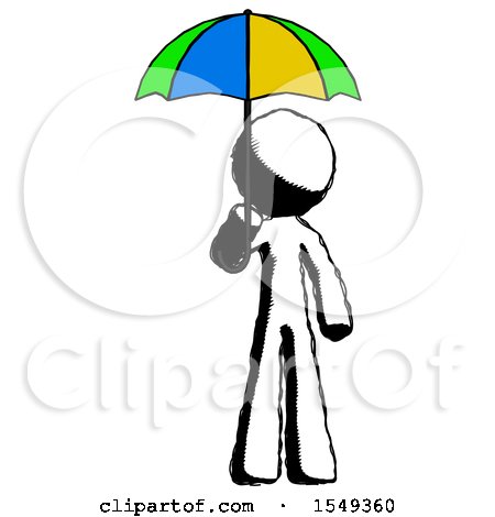 Ink Design Mascot Man Holding Umbrella Rainbow Colored by Leo Blanchette