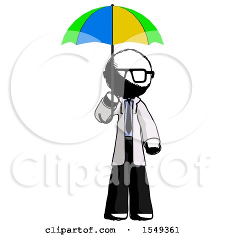 Ink Doctor Scientist Man Holding Umbrella Rainbow Colored by Leo Blanchette