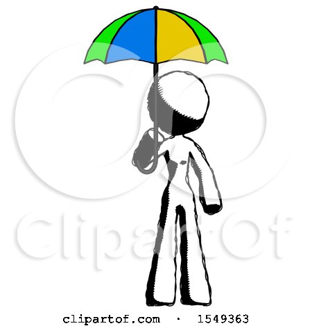 Ink Design Mascot Woman Holding Umbrella Rainbow Colored by Leo Blanchette