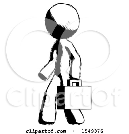 Ink Design Mascot Man Walking with Briefcase to the Left by Leo Blanchette