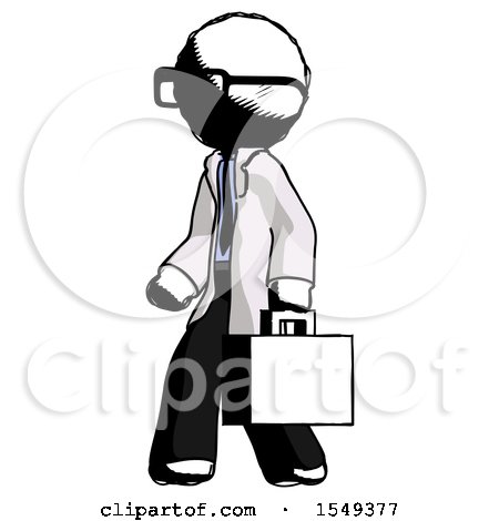 Ink Doctor Scientist Man Walking with Briefcase to the Left by Leo Blanchette