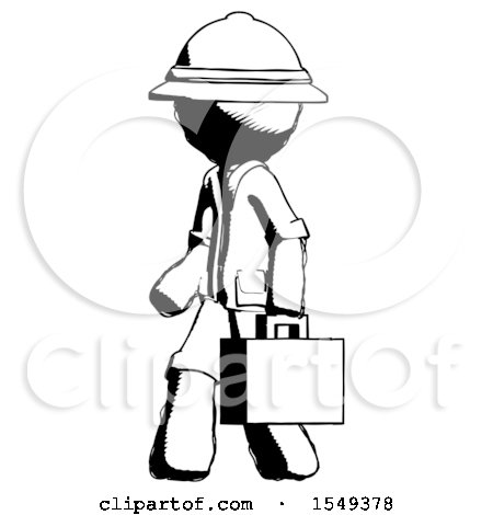 Ink Explorer Ranger Man Walking with Briefcase to the Left by Leo Blanchette