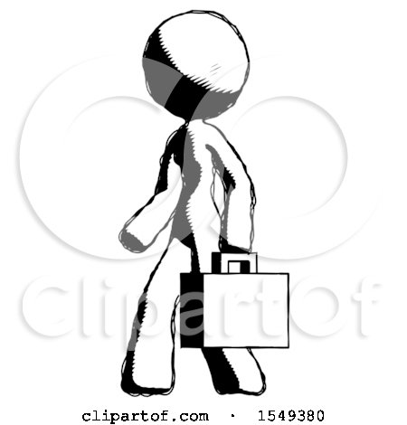 Ink Design Mascot Woman Man Walking with Briefcase to the Left by Leo Blanchette