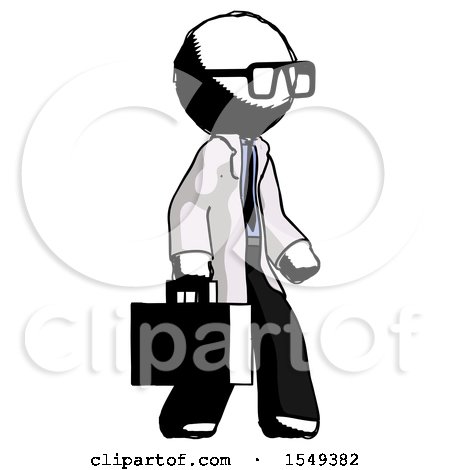 Ink Doctor Scientist Man Walking with Briefcase to the Right by Leo Blanchette