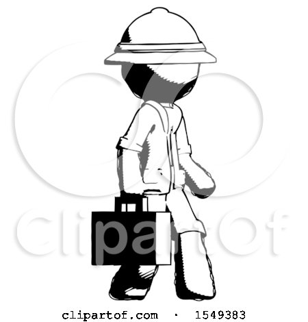 Ink Explorer Ranger Man Walking with Briefcase to the Right by Leo Blanchette