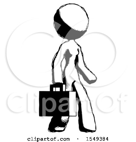 Ink Design Mascot Woman Walking with Briefcase to the Right by Leo Blanchette