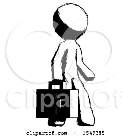 Ink Design Mascot Man Walking with Medical Aid Briefcase to Right by Leo Blanchette