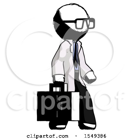 Ink Doctor Scientist Man Walking with Medical Aid Briefcase to Right by Leo Blanchette