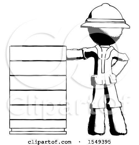 Ink Explorer Ranger Man with Server Rack Leaning Confidently Against It by Leo Blanchette