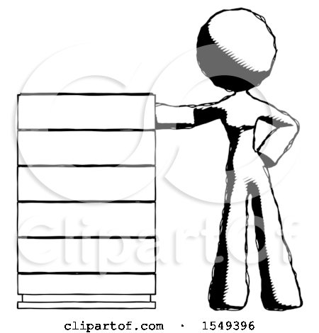 Ink Design Mascot Woman with Server Rack Leaning Confidently Against It by Leo Blanchette