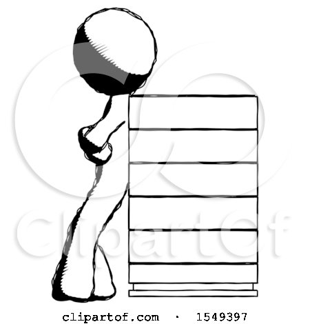 Ink Design Mascot Man Resting Against Server Rack by Leo Blanchette