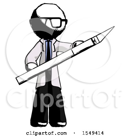 Ink Doctor Scientist Man Holding Large Scalpel by Leo Blanchette
