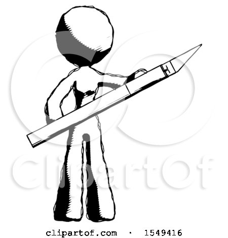 Ink Design Mascot Woman Holding Large Scalpel by Leo Blanchette