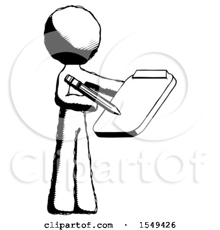Ink Design Mascot Man Using Clipboard and Pencil by Leo Blanchette
