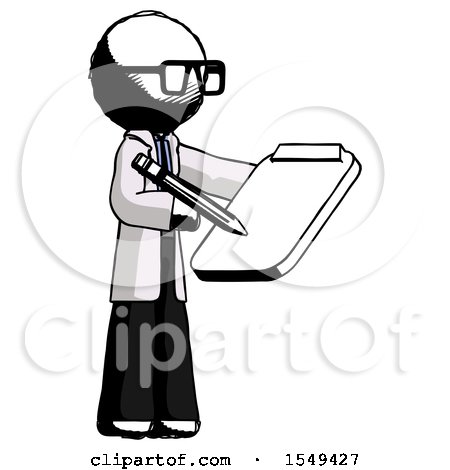 Ink Doctor Scientist Man Using Clipboard and Pencil by Leo Blanchette