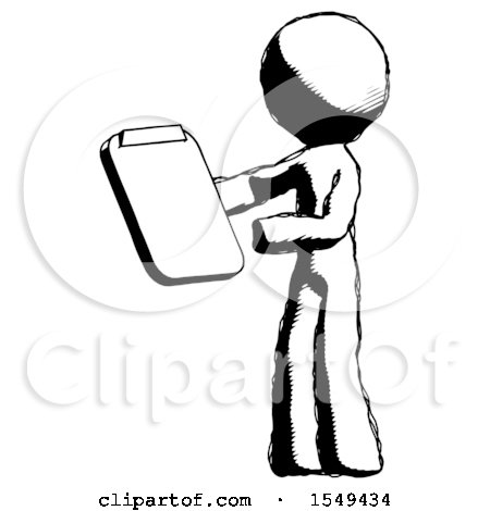 Ink Design Mascot Man Reviewing Stuff on Clipboard by Leo Blanchette