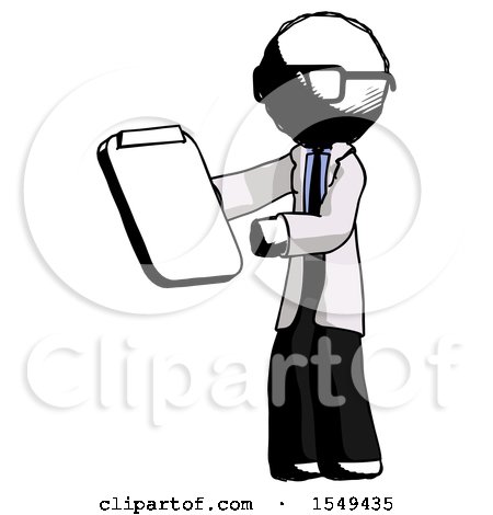 Ink Doctor Scientist Man Reviewing Stuff on Clipboard by Leo Blanchette