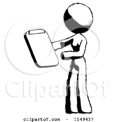 Ink Design Mascot Woman Reviewing Stuff on Clipboard by Leo Blanchette