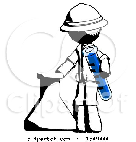 Ink Explorer Ranger Man Holding Test Tube Beside Beaker or Flask by Leo Blanchette