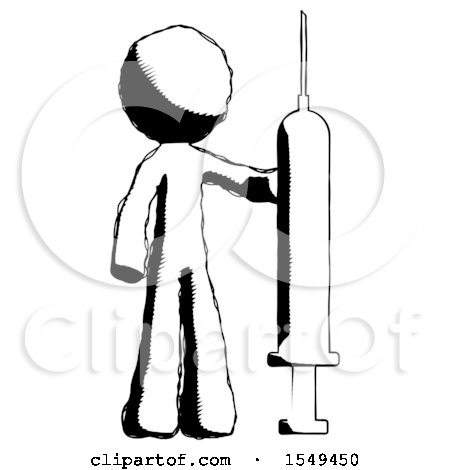 Ink Design Mascot Man Holding Large Syringe by Leo Blanchette