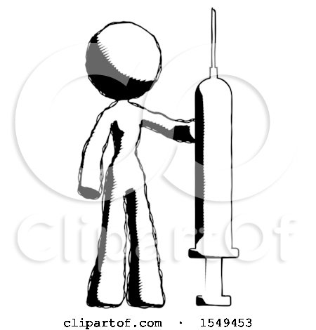 Ink Design Mascot Woman Holding Large Syringe by Leo Blanchette