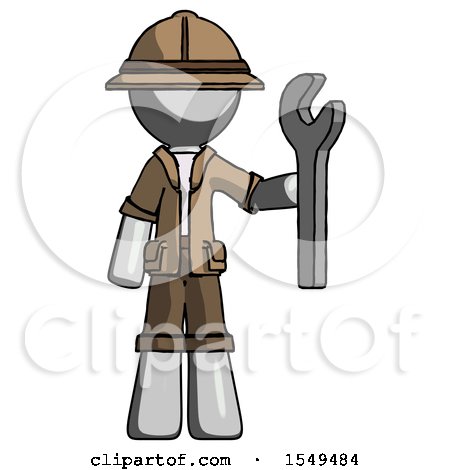 Gray Explorer Ranger Man Holding Wrench Ready to Repair or Work by Leo Blanchette