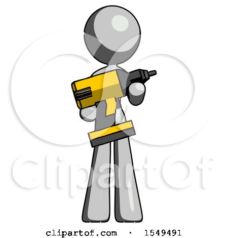 Gray Design Mascot Woman Holding Large Drill by Leo Blanchette