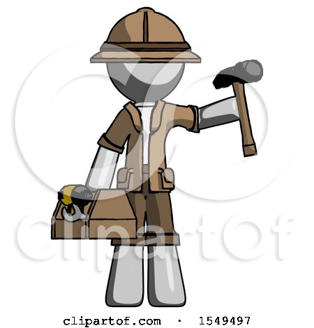 Gray Explorer Ranger Man Holding Tools and Toolchest Ready to Work by Leo Blanchette