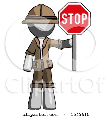 Gray Explorer Ranger Man Holding Stop Sign by Leo Blanchette
