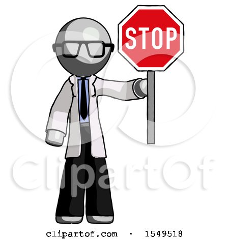 Gray Doctor Scientist Man Holding Stop Sign by Leo Blanchette