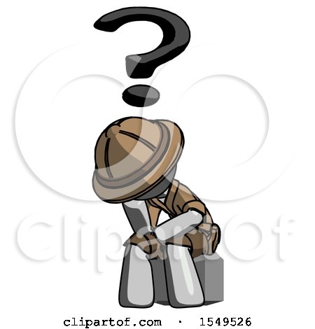Gray Explorer Ranger Man Thinker Question Mark Concept by Leo Blanchette