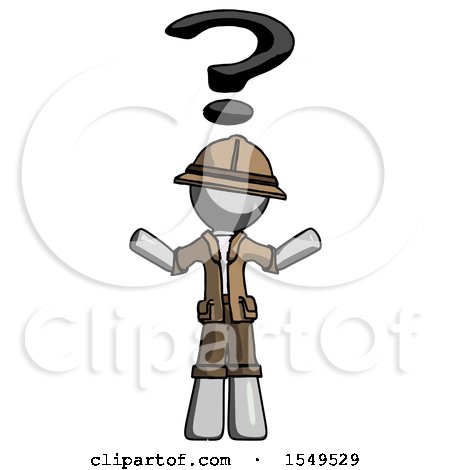 Gray Explorer Ranger Man with Question Mark Above Head, Confused by Leo Blanchette